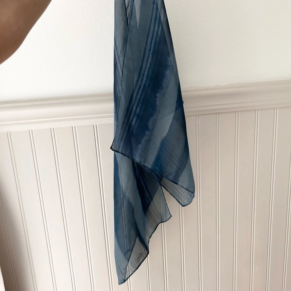 Navy Blue Stripes Sheer Lightweight Scarf